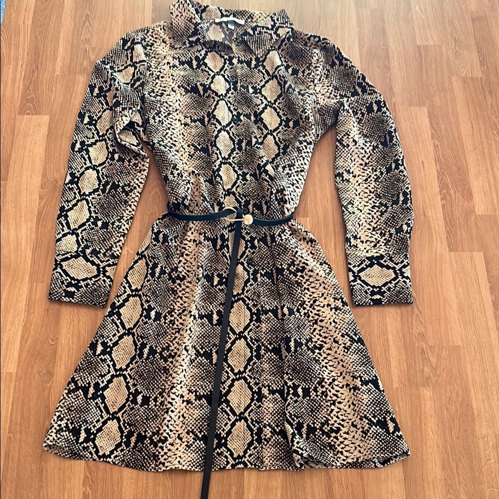 Snake Print Long Sleeve Dress